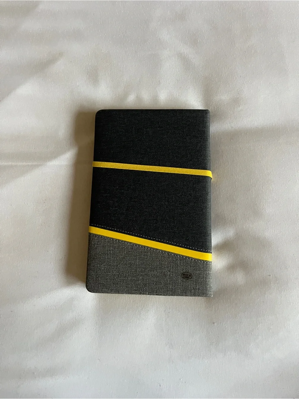 EY Black & Gray Hardcover Lined Journal Pocket Notebook Yellow Accent Elastic St